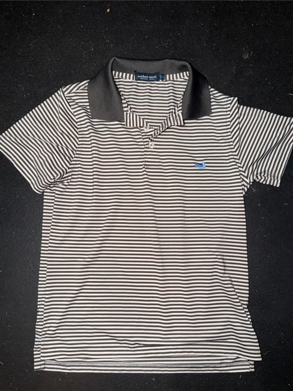 Southern Marsh Black and White Striped Polo
